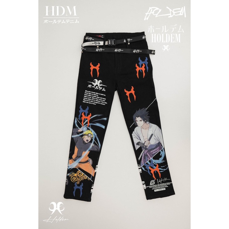 ยีนส์ขายาว Holdem Naruto Vs. Sasuke Black Denim Jeans Shopee Thailand