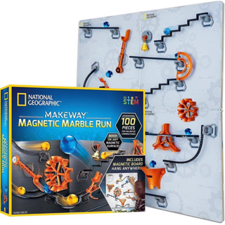 National Geographic Makeway Magnetic Marble Run with Metal Board STEM - 100 Pieces