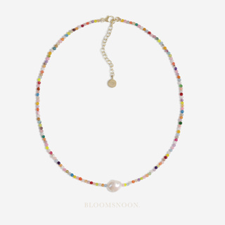 Bloomsnoon, Lucy rainbow necklace สร้อยหินจี้มุก (18k gold plated)
