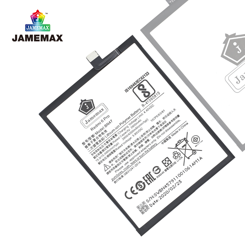 jamemax-แบตเตอรี่-xiaomi-redmi-6-pro-battery-model-bn47-ฟรีชุดไขควง-hot