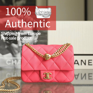 👜ชาแนล CHANEL 23P Cowhide Dark Pink Medium Flap Chain Bag สุภาพสตรี กระเป๋าสะพายไหล่