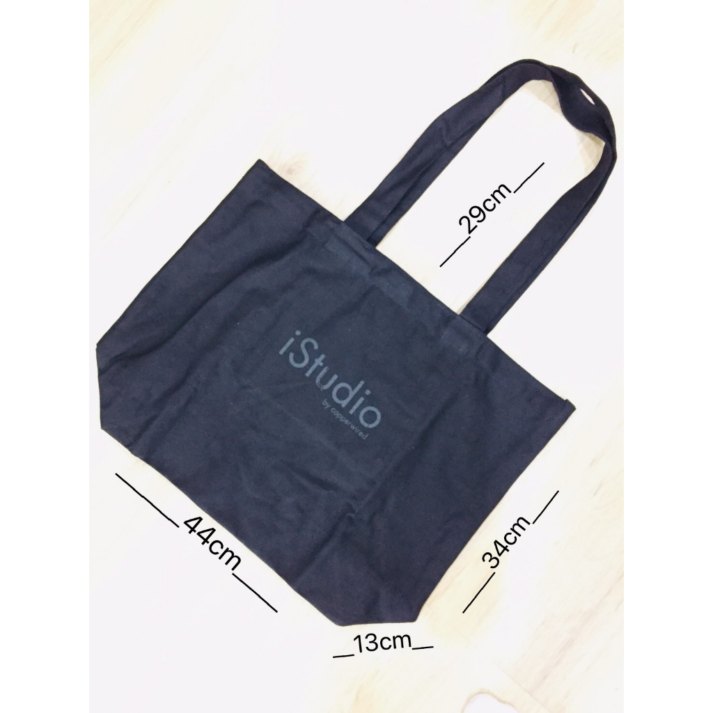 สินค้าพร้อมส่ง-กระเป๋าผ้าสีดำลายistudio-กระเป๋าลดโลกร้อน-shopping-bag