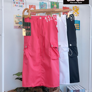 Skirt Cargo Pink 🩷🧸🥨กระโปรงยาวคาร์โก้ แต่งกระเป๋าข้างเก๋ๆ