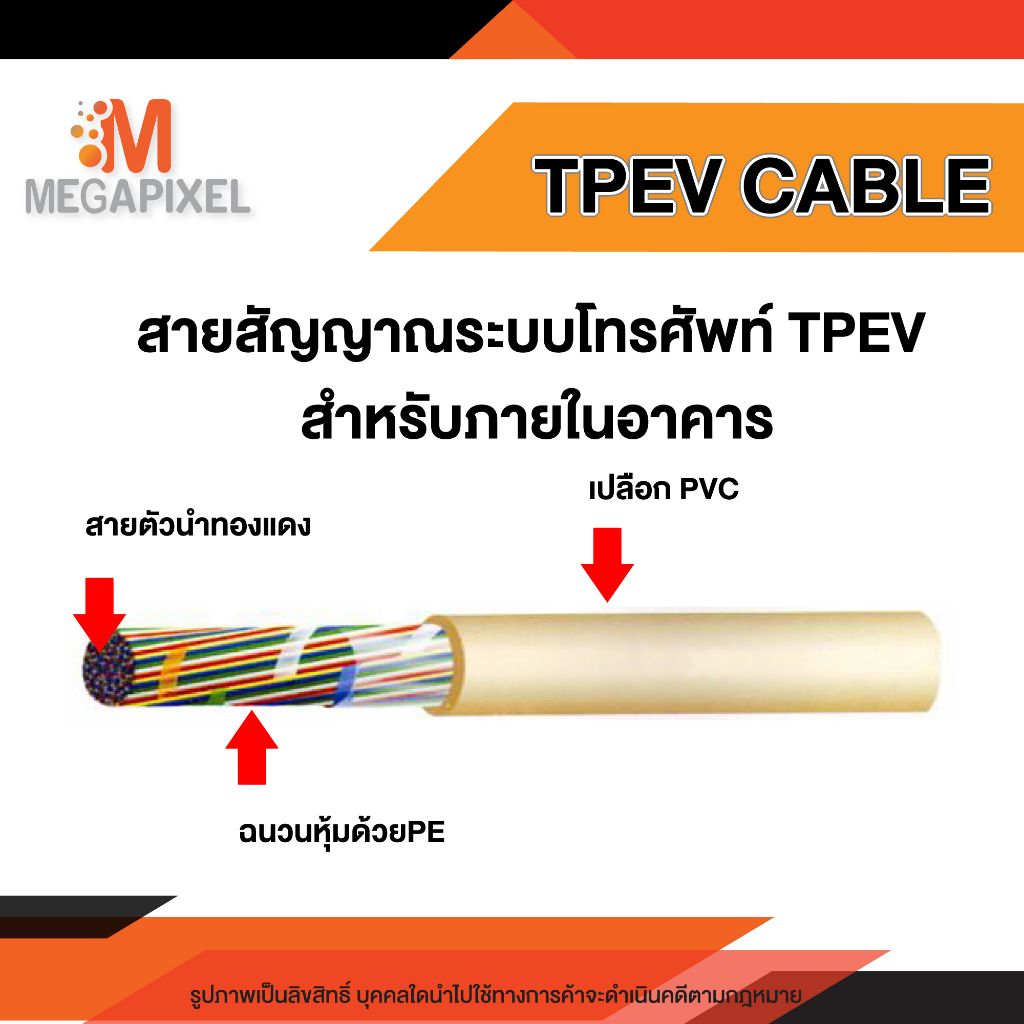 สายมัลติคอร์ Multicore Cable TPEV 0.5มม 25คู่สาย TPEV CABLE 24AWG (0 ...