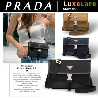 ปราด้า👜Prada Re-Nylon -Saffiano ผู้ชาย/กระเป๋าโทรศัพท์มือถือ/กระเป๋าสตางค์