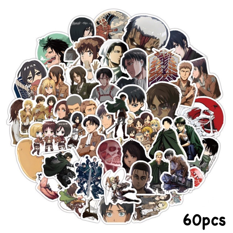 สติ๊กเกอร์-attack-on-titan-550-ผ่าพิภพไททัน-60ชิ้น-ไททัน-titan-ตกแต่ง-กระเป๋า-สติ้กเกอร์-รูปภาพ-สมุด-หนังสือ-ผ้าคลุม