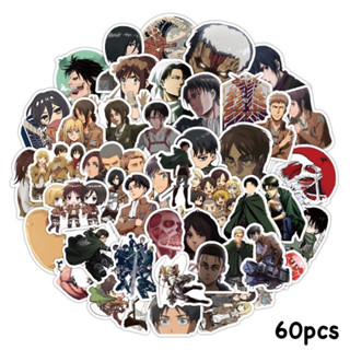 สติ๊กเกอร์ Attack on titan 550 ผ่าพิภพไททัน 60ชิ้น ไททัน Titan ตกแต่ง กระเป๋า สติ้กเกอร์ รูปภาพ สมุด หนังสือ ผ้าคลุม