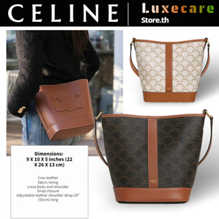 เซลีน👜Celine Small Logo Print Bucket Bag Women/Shoulder Bag กระเป๋าซีลีน/กระเป๋ารักแร้