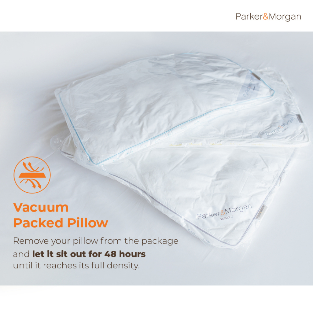 Parker&Morgan รุ่น Belgravia หมอนขนห่านแท้ 90/10 ขนาดควีน (SOFT) มอบสัมผัสการนอนหลับที่นุ่มสบายระดับพรีเมียม เพื่อการพักผ่อนที่เหนือกว่า