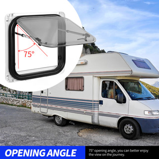 Aries306 หน้าต่าง RV พร้อมม่านบังแสง 75 °มุมเปิด H500mm W500mm Cutout Push Out Window สำหรับ Camper Trailer Van