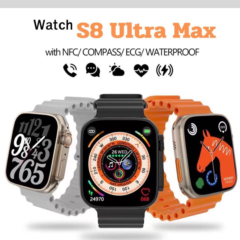 smartwatch-s8-ultra-maxนาฬิกาสมาร์ทวอทช์-เเบบบูทูธ-รองรับทุกภาษาสมาร์ทวอทช์-ทำได้หลายฟังก์ชันอกันน้ำ-เสียงดี