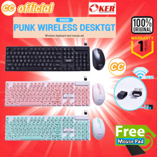 ✅แท้100% OKER K6500 wireless KEYBOARD+MOUSE [ หัวเสียบ USB+Type-C ] PUNK DESKTGT คีย์บอร์ด เมาส์ ไร้สาย #CC 6500