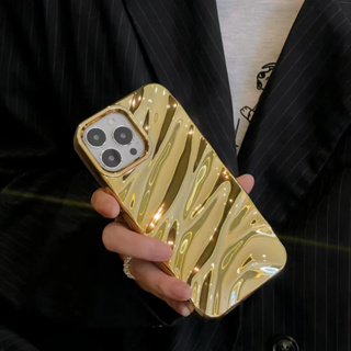 🍩กรุงเทพฯ🍩เคสไอโฟน สำหรับ 11 14 for iPhone Case 13 12 Pro Max ทอง คลื่น แฟชั่น เรียบง่าย กันกระแทก เคสนิ่ม เคสโทรศัพท์