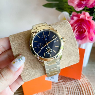 🎀(สด-ผ่อน) นาฬิกาสีทอง 42 มิล TBW1251 TORY BURCH The Collins Ladies Gold Tone Plated Case Metal Bracelet Watch