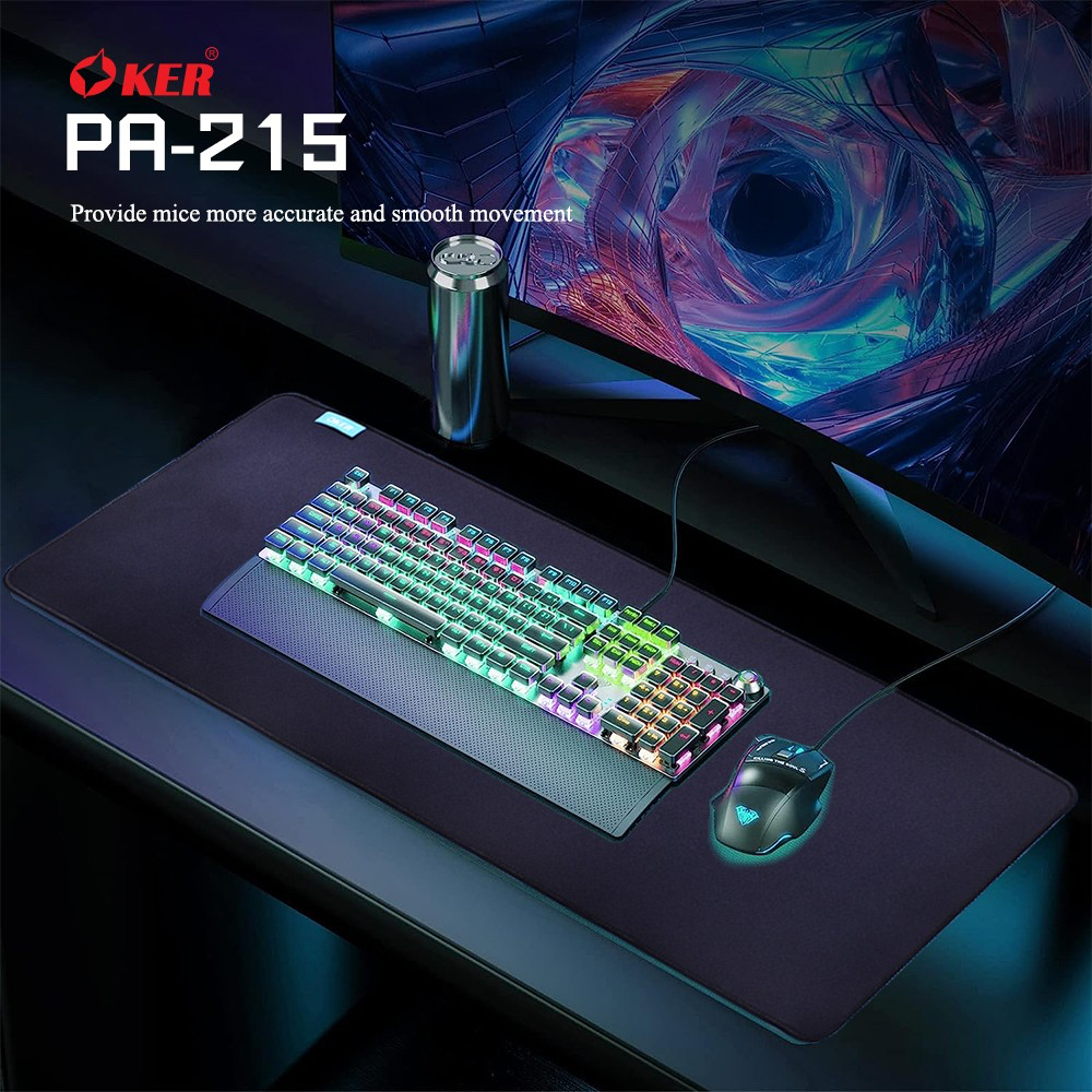 แท้100-oker-pa-215-gaming-mouse-pad-แผ่นรองเม้าส์-ขนาดใหญ่-แผ่นรองเมาส์-เกมมิ่ง-หนา-3-มม