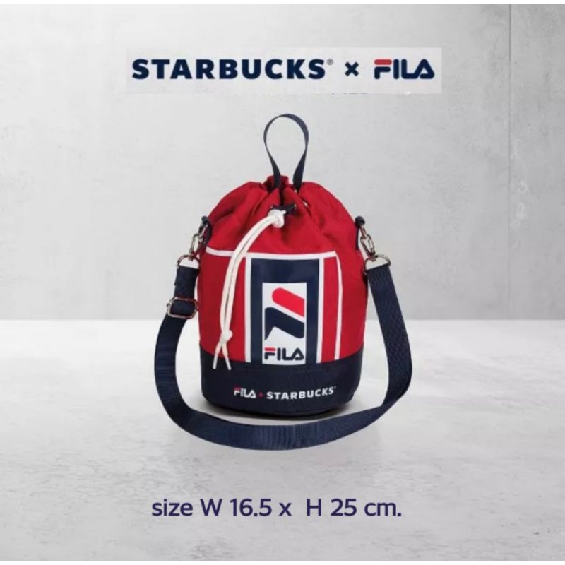 แท้-starbucks-fila-bucket-bag-กระเป๋าผ้าสตาร์บัคส์-คอลเลคชัน-fila-ทรงจีบ-สีแดง-น้ำเงิน-แถมถุงกระดาษสตาร์บัคส์