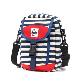 CHUMS MINI SHOULDER SWEAT NYLON สี NAVY BORDER/TOMATO - กระเป๋าสะพายข้าง