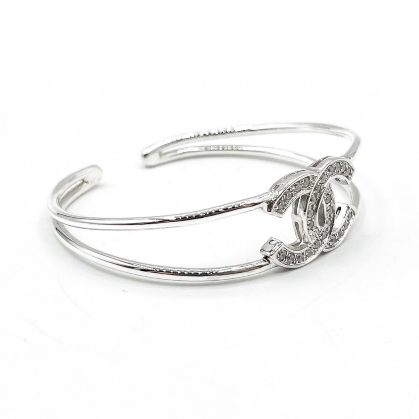 กำไลเงินแท้ประดับเพชร-ตัวเรือนเงินแท้ปั๊ม-925-กำไลเงินแฟชั่น-925-sterling-silver-cc-bangle-gspcz0238