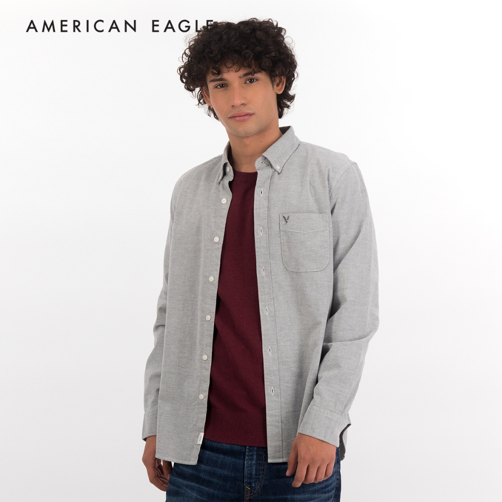 American Eagle Slim Fit Oxford ButtonUp Shirt เสื้อเชิ้ต ผู้ชาย อ็อก