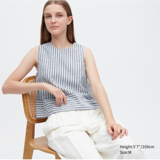 [Size S] Uniqlo Linen Cotton Rayon Blended Top เสื้อแขนกุด ผ้าลินินผสมผ้าฝ้ายและผ้าเรยอน