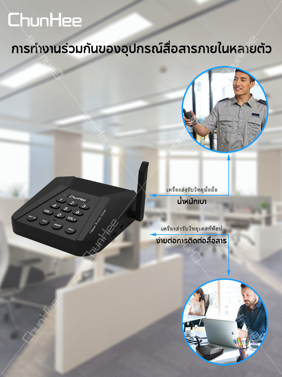 chunhee-wireless-intercom-ระบบอินเตอร์คอมสำนักงานไร้สายแบบหลายช่องสัญญาณ-ระยะไกล-ไม่มีบิลโทรศัพท์-ไม่มีเครือข่าย-ci05