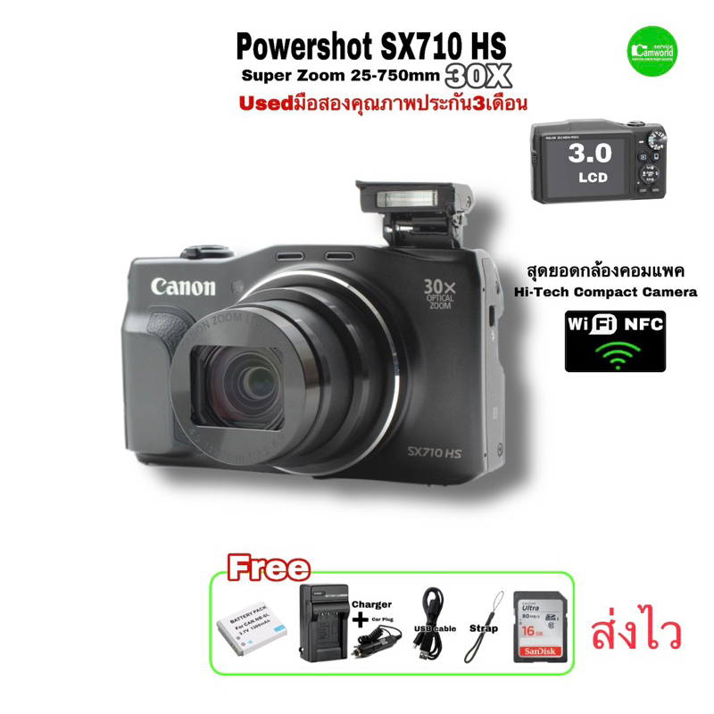 Canon PowerShot SX710 HS Camera 20.3MP Full HD 30X Super Zoom 25750mm กล้องคอมแพคไฮเทค WiFi