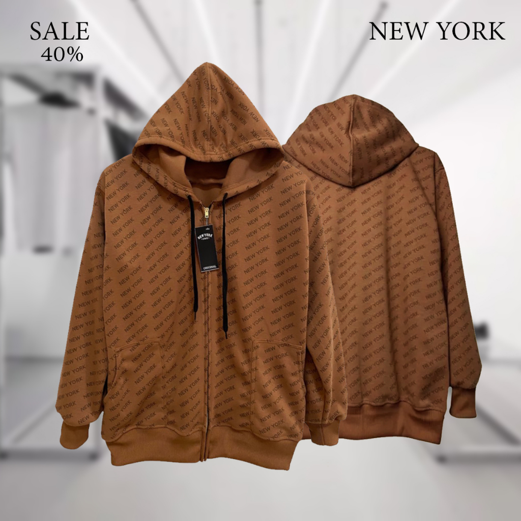 New york limited เสื้อกันหนาว เสื้อตคลุมแขนยาว ฮู้ด รุ่นพิมพ์ งานพรีเมี่ยม สีดำ แดง กรม กาแฟ เทาเข้ม ครีม