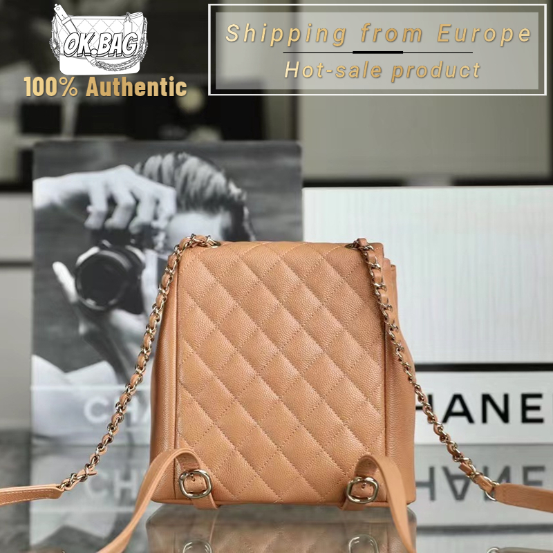 ชาแนล-chanel-23p-cowhide-caramel-large-backpack-สุภาพสตรี-กระเป๋าสะพายไหล่