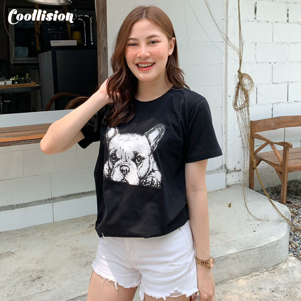 coollision-เสื้อยืดสกรีนลาย-น้องหมาเฟรนช์บูลด็อกเหงาๆ-เสื้อสกรีน-เสื้อลายหมา-unisex