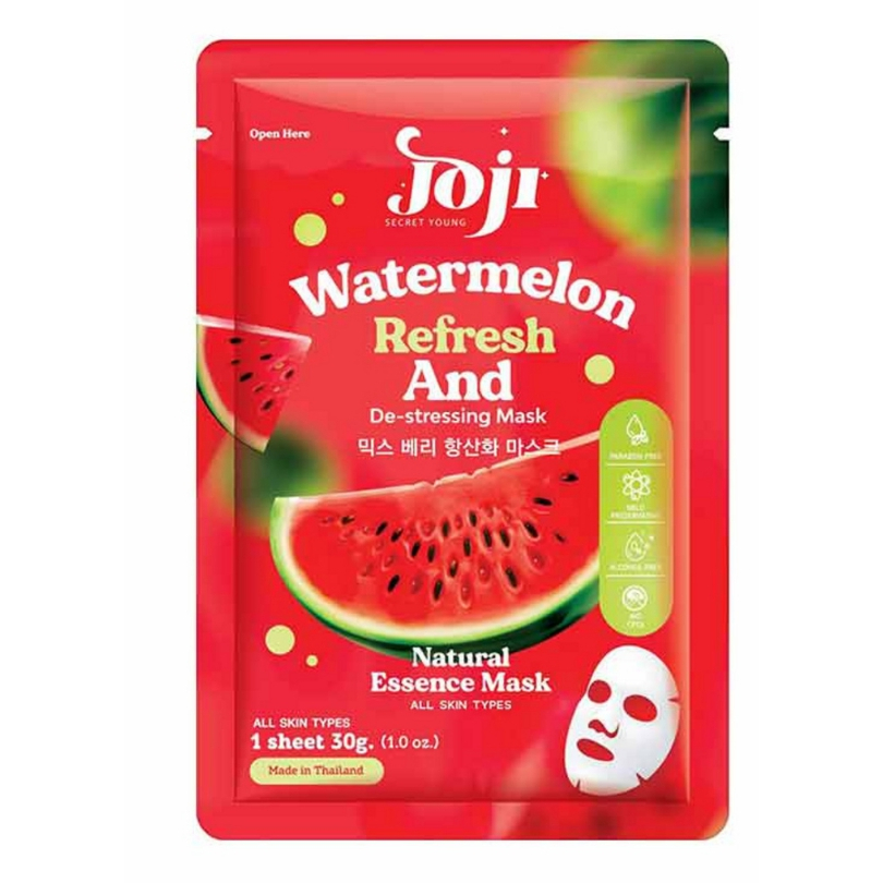 joji-secret-young-แผ่นมาส์กหน้า-สูตร-watermelon-refresh-mask-แพ็ก-2-ชิ้น