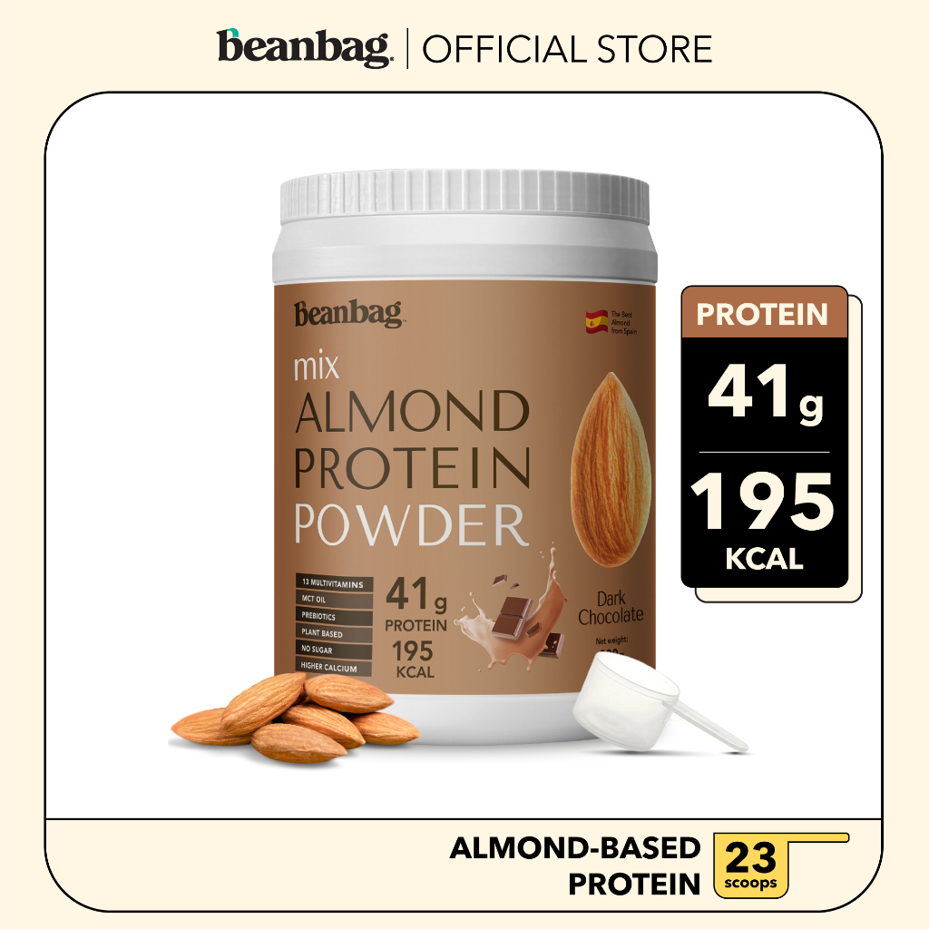 beanbag-เครื่องดื่มโปรตีนอัลมอนด์และโปรตีนพืชรวม-5-ชนิด-รส-dark-chocolate-800g