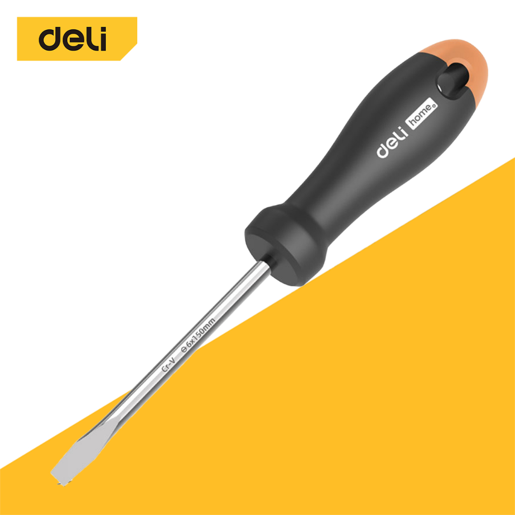 deli-ไขควงปากแบน-ไขควงหัวแบน-หัวแบบแบน-แกนกลม-ใช้งานทนทาน-slotted-screwdriver