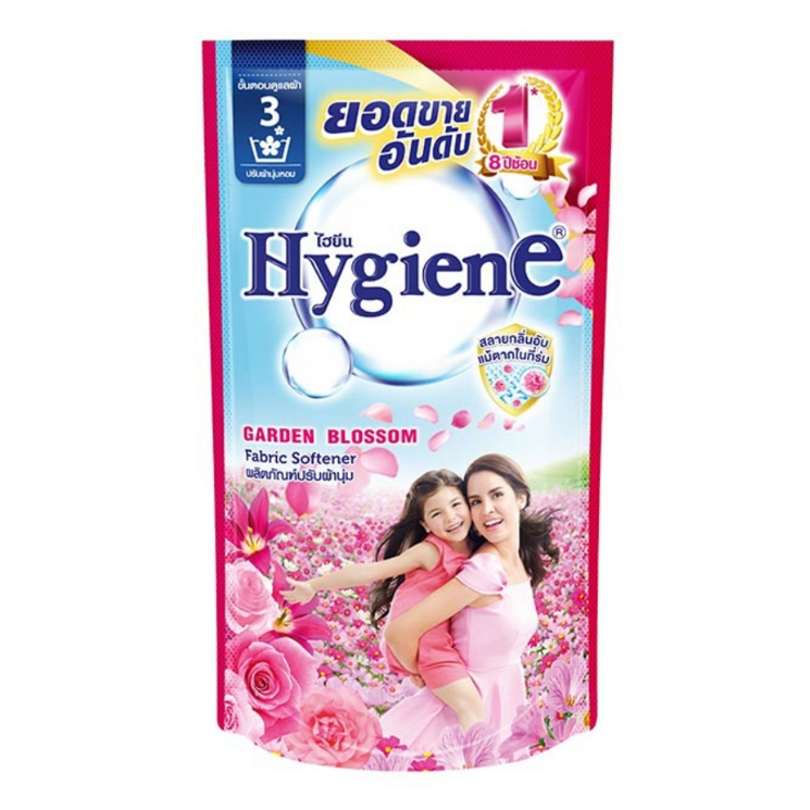 ไฮยีน-น้ำยาปรับผ้านุ่ม-สีชมพูบานเย็น-580-มล-1-แพ็ก-3-ถุง