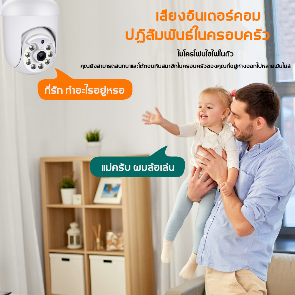 กล้องวงจรปิด-5g-hd-ล้านพิกเซล1080p-wifi-กล้องวงจรปิดหมุนได้-360-การติดตามวิว-กล้องเชื่อมต่อ-กันน้ำ-มีไมโครโฟนและลำโพง