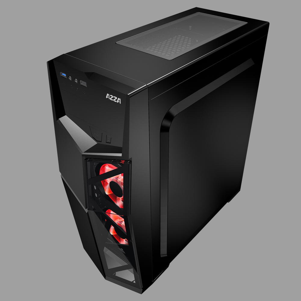 AZZA ( เคสคอมพิวเตอร์ พร้อมพัดลมไฟสีแดง 2 ตัว ) AZZA GOLEM 221G ATX MID ...