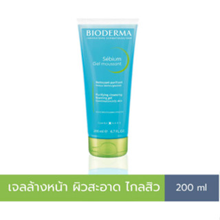 bioderma ของแท้100% ฉลากไทย 💥exp 2024🌸มีqr code💥เจลล้างหน้า bioderma gel moussant 200ml