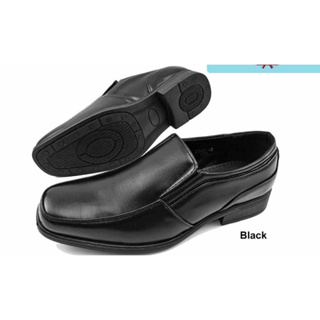รองเท้าคัทชูหนัง สีดำเงาแบบหัวตัด รองเท้าผู้ชาย