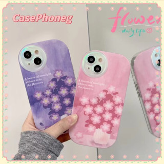 🍑CasePhoneg🍑ป้องกันการหล่น ขอบเต็ม iPhone 11 14 pro max ดอกไม้ ลวดลาย สีม่วง สีชมพู หวานสวย case for iPhone 12 13