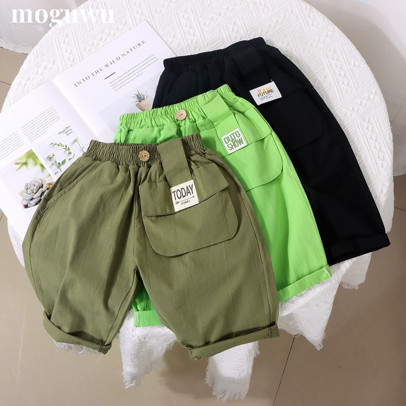 กางเกงขาสั้นเด็กชาย-ฤดูใบไม้ผลิและฤดูใบไม้ร่วงใหม่สไตล์เกาหลีผ้าฝ้ายแฟชั่นกางเกงลำลองทรงหลวม