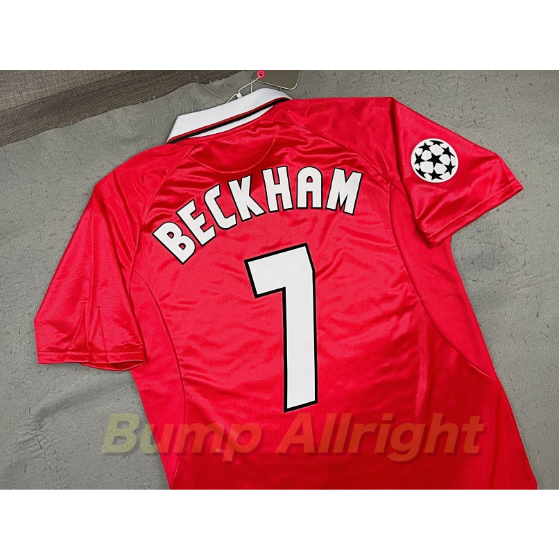 retro-เสื้อฟุตบอลย้อนยุค-vintage-ทีม-แมน-ยู-man-utd-home-1999-7-beckham-20-solskjaer-อาร์ม-เสื้อเปล่า