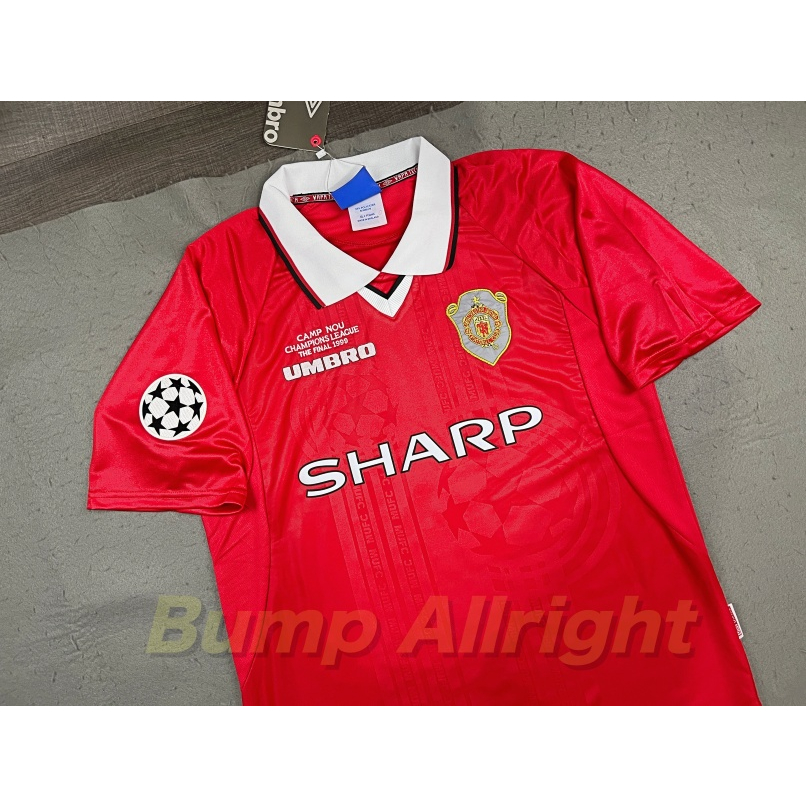 retro-เสื้อฟุตบอลย้อนยุค-vintage-ทีม-แมน-ยู-man-utd-home-1999-7-beckham-20-solskjaer-อาร์ม-เสื้อเปล่า