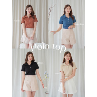 AGLEAMIN3011 | Polo top เสื้อแขนสั้นคอปกกระดุมหน้า