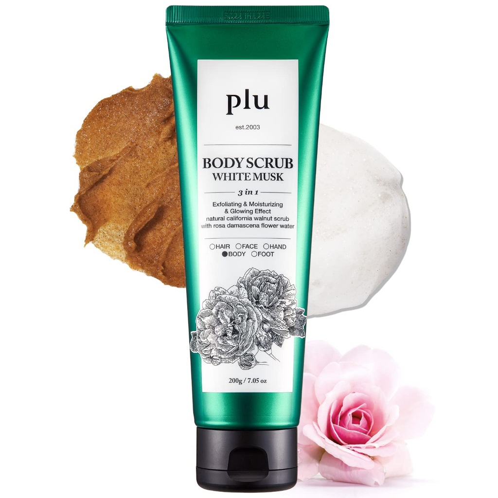 แท้/พร้อมส่ง ใช้ดีมาก Plu Body Scrub White Musk/ Rosemary/ Coconut 200g