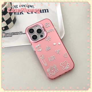 🍑CasePhoneg🍑ป้องกันการหล่น ขอบเต็ม iPhone 11 14 pro max การ์ตูน สีชมพู วัสดุฝ้า สาวน่ารักหัวใจ case for iPhone 12 13