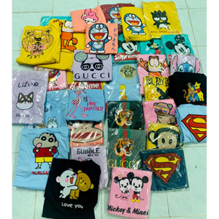 Sale เสื้อยืดมือ 1 ทรงโอเวอร์ไซส์ ลายน่ารักๆ คละลาย ตัวละ 60 บาท