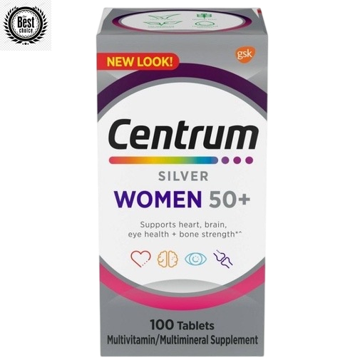 centrum-silver-multivitamin-50-woman-100-tablets-multimineral-usa-วิตามิน-อาหารเสริมหลายชั้น-ผู้หญิงอายุมากกว่า-50-ปี
