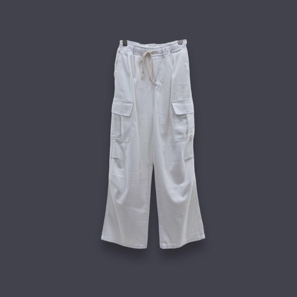 b948-กางเกงยีนส์คาร์โก้-ทรง-oversized-เอวยางยืดใส่เชือกรูดปรับได้