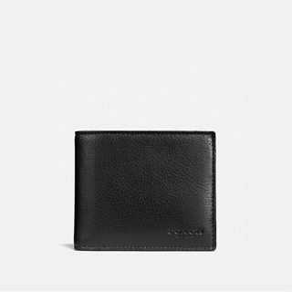 Coach F74991 Compact ID Wallet In Sport Calf Leather BLK กระเป๋าสตางค์ผู้ชาย สี Black