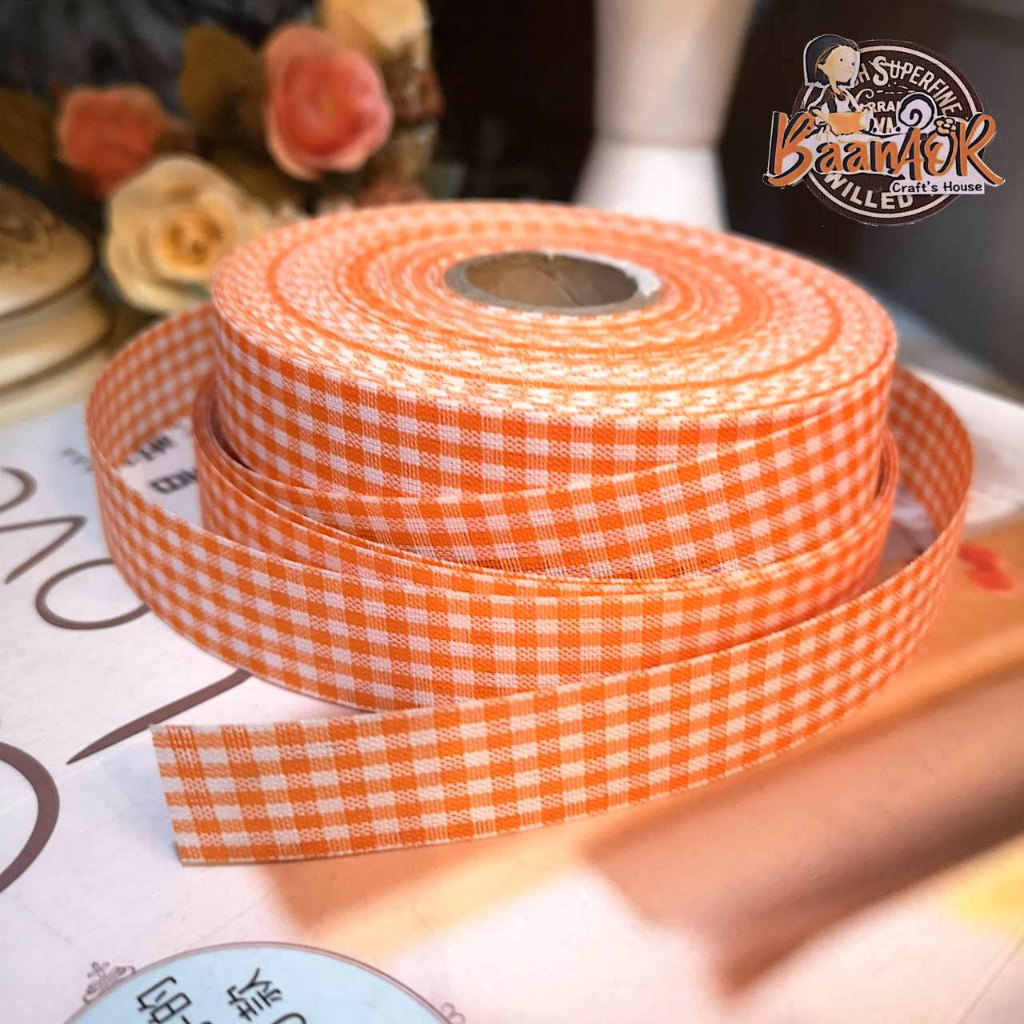 ยกม้วน-22มิล-ริบบิ้น-ลายสก็อต-ผ้าต่วน-ribbon-for-diy-มีหลายสี-ริบบิ้นสำหรับวันพิเศษ-สินค้าพร้อมส่งจากไทย