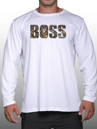 BOSS เสื้อแขนยาวนักกล้าม  Men’s Bodybuilding Long Sleeve Athletic Gym Shirt